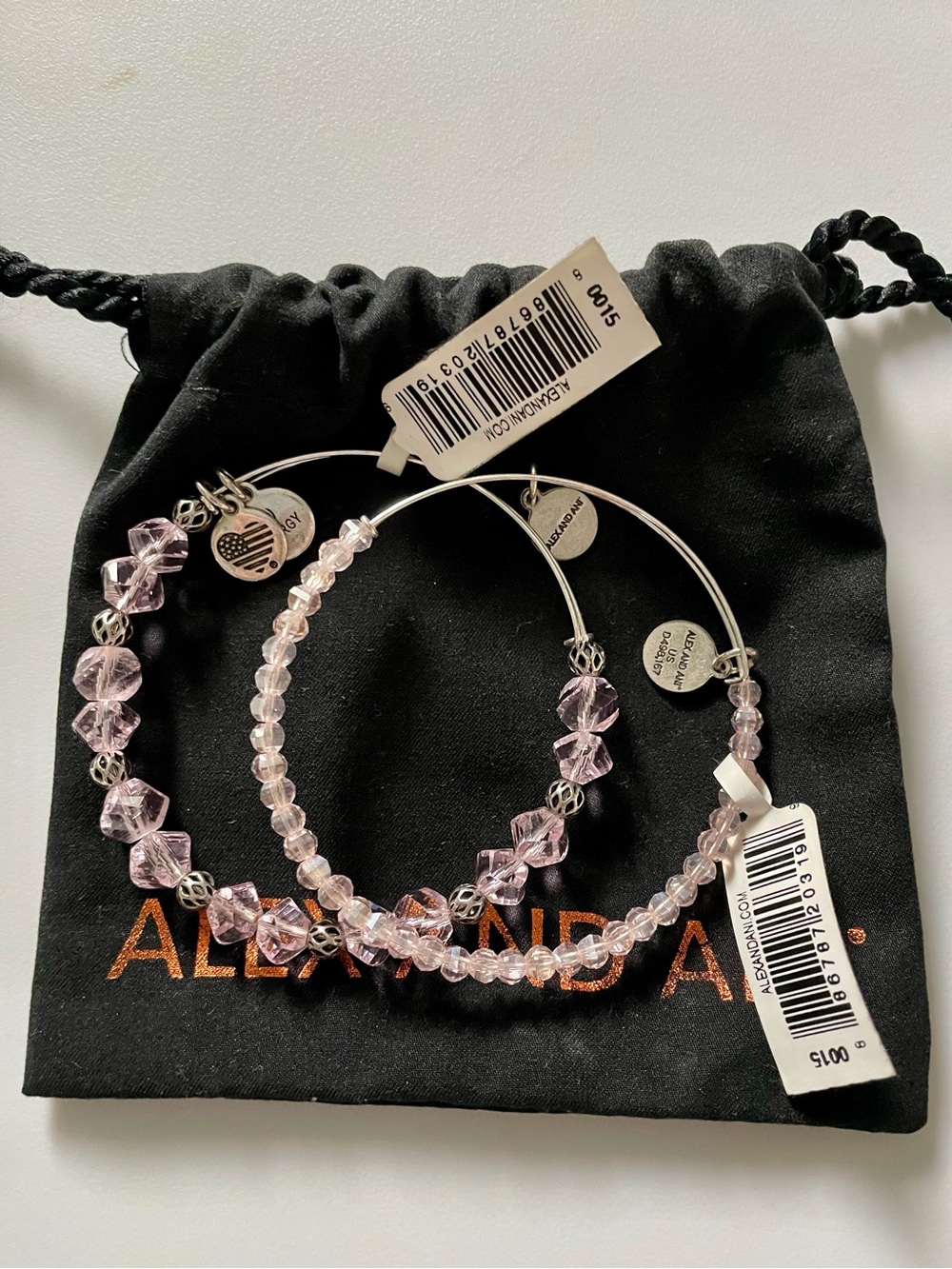 Alex and Ani Pink Crystal Beaded Bracelet Set